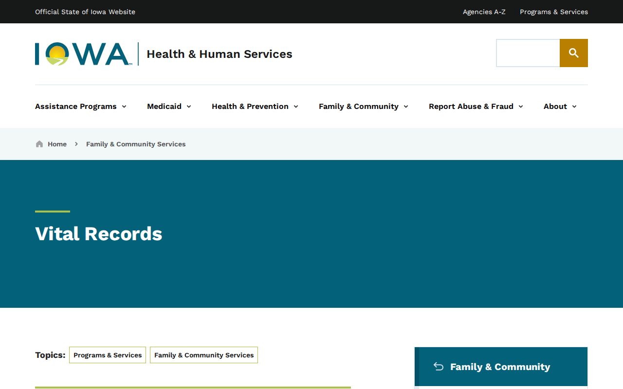 Iowa HHS vital records access for Waterloo research