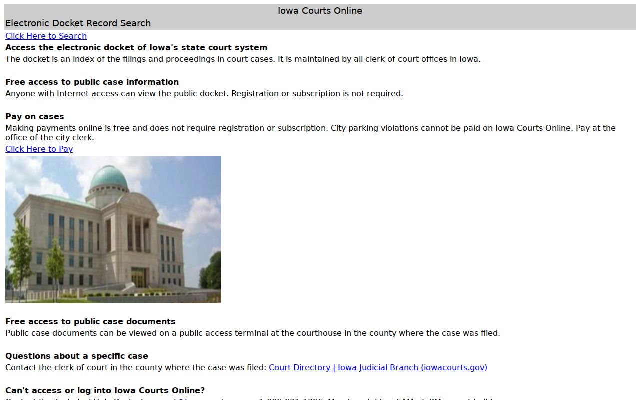 Iowa Courts docket search for Waterloo case parties