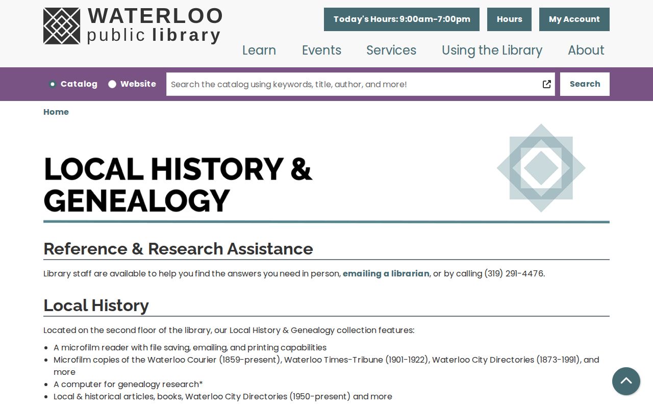 Waterloo Public Library local history resources
