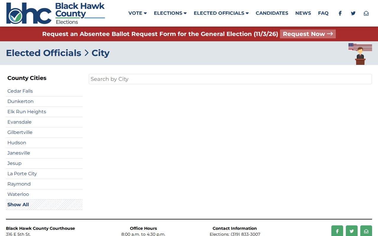 Black Hawk County Elections Waterloo city officials and ward information