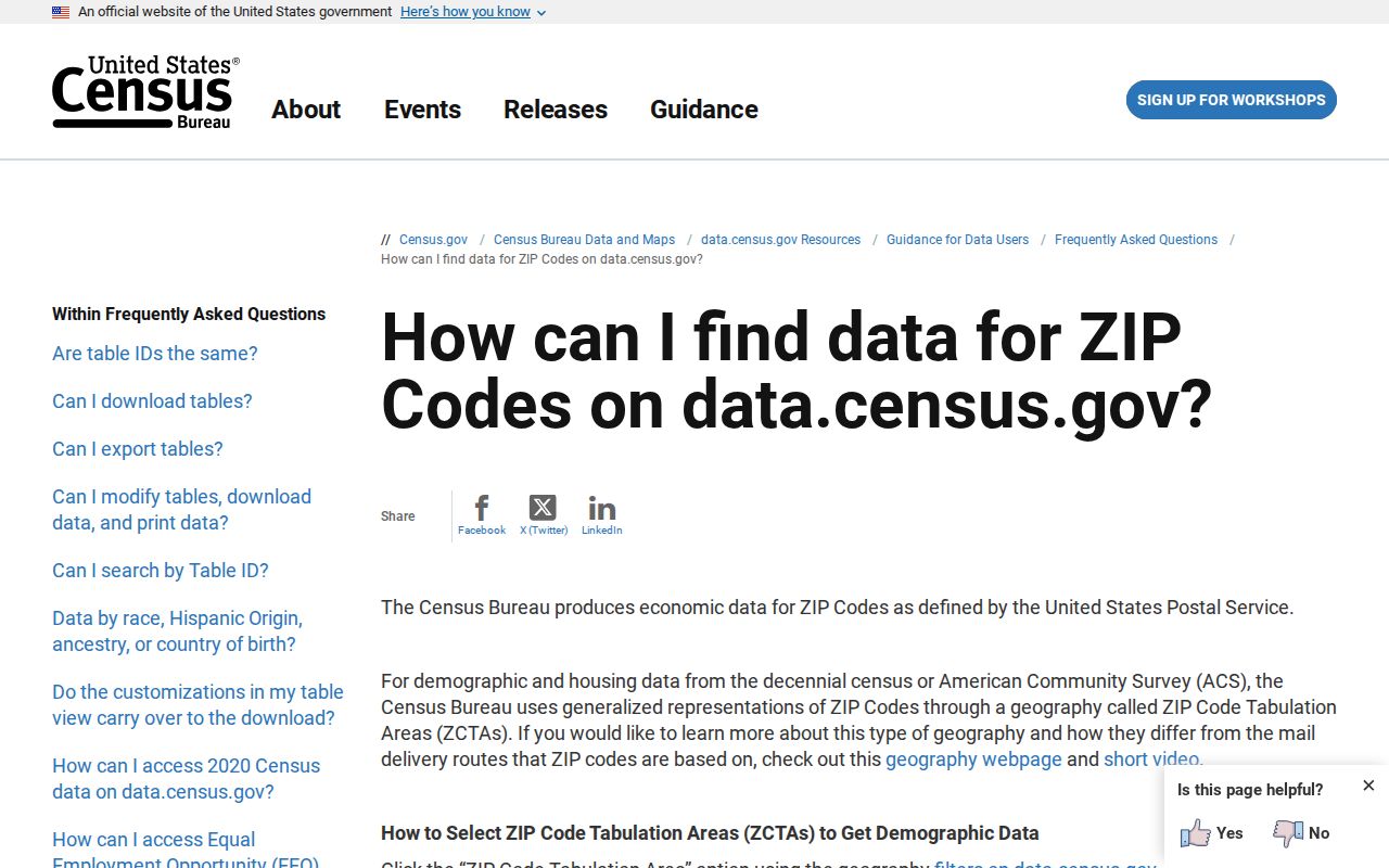 Census instructions for finding data by ZIP Code Tabulation Area